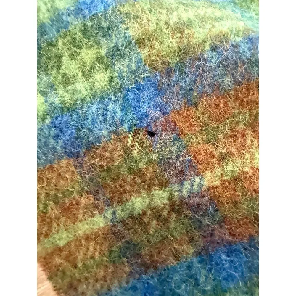 LL Bean Green Plaid Lambswool Fringed Scarf